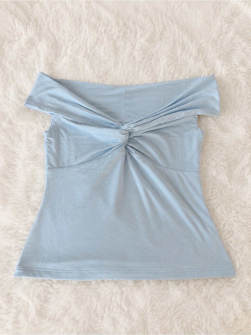 a new day Light Blue Off-Shoulder Knot Front Camisole